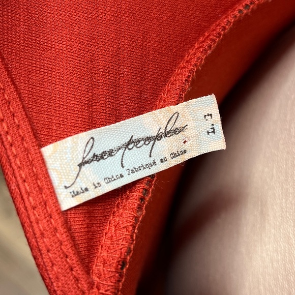 Free People Orange Striped Mini Dress Size L 12 Deep-V Open Arms Fit-And-Flare - Picture 5 of 5